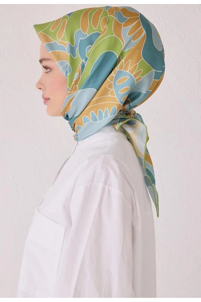 Belli Tivil Silk Scarf 4032-52 Green Mixed Pattern