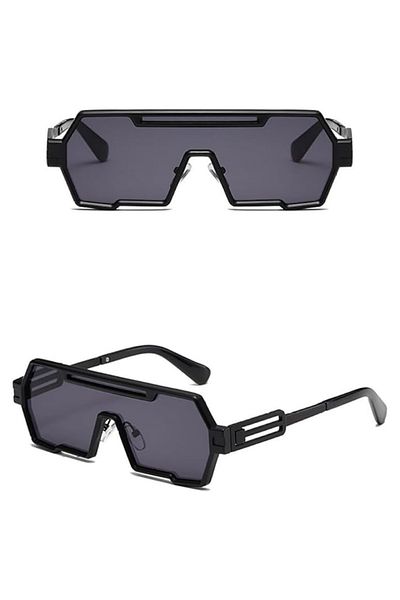 REDz Accessories Metal Punk Sunglasses, Retro, UV400 Protection, Black Lenses, Metal Arms, Black