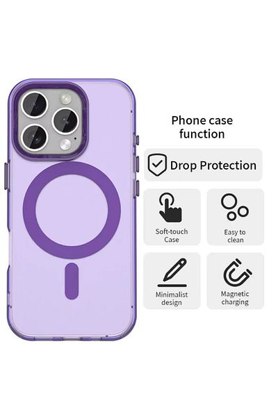 REDz Accessories Candy MagSafe Case for iPhone 16 Pro Max, Shockproof Protection, Silicone, Purple