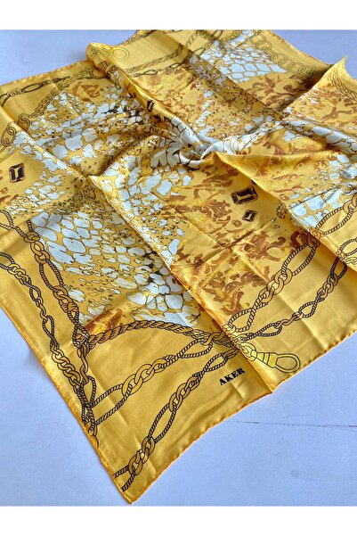 Aker سورا وشاح حرير 44178 أصفر نمط مختلط