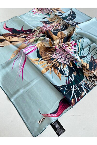 Aker Μεταξωτό κασκόλ Sura 44228 Μέντα Πράσινο Μικτό σχέδιο