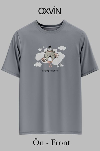 OXVİN Teddy Bear Printed OXVİN Printed OVERSIZED Unisex T-shirt (ΧΑΛΑΔΟ ΜΕΓΕΘΟΣ)