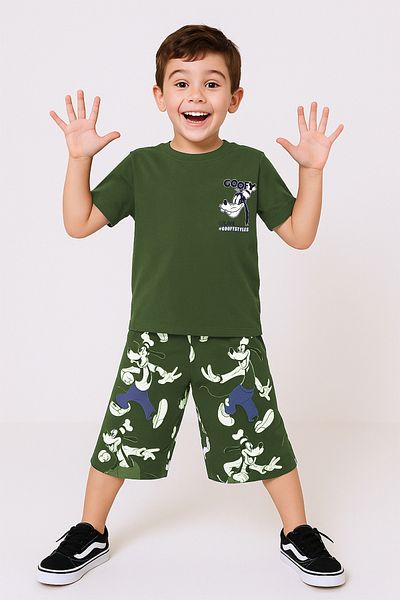 HÇM Boy's Shorts Suit Back Printed Cycling Collar F14