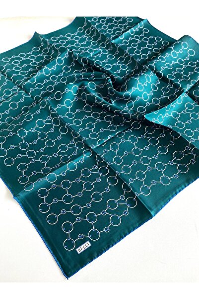 Belli Eșarfă de mătase Tivil 4109 - 03 Verde cu model mixt