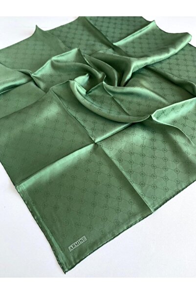 Armine Jakarlı Ipek Eşarp 3368-180119 Yeşil Monogram Desen