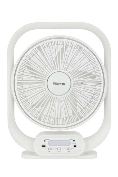 Geepas 12-inch Rechargeable Table Fan With Powerful Motor, 6V 4.5AH Lead-Acid Battery, 4 Hours Working Time