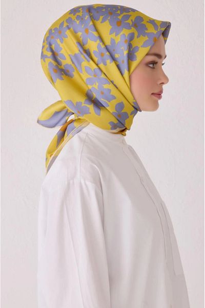 Belli Tivil Silk Scarf 4044-31 Yellow Mixed Pattern