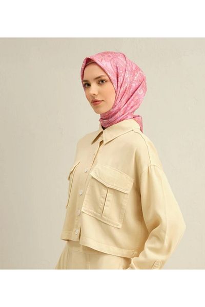 Armine Tivil Silk Scarf 9304-52 Pink Mixed Pattern