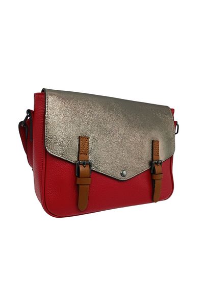 EVoStyle EVoStyle ED26 Women's Crossbody Bag, Genuine Italian Leather, Red Color, 27 x 20 x 9.5 cm