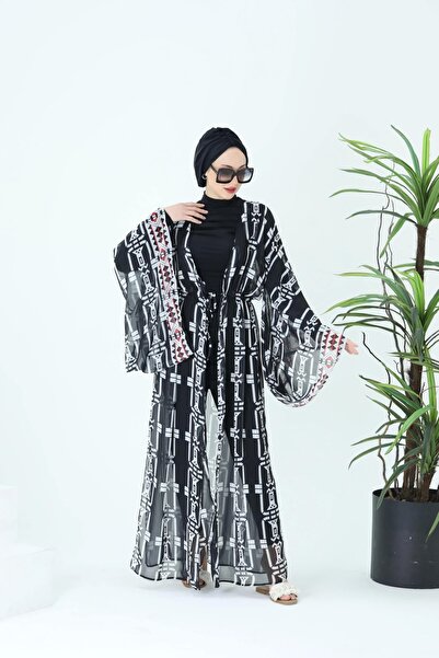 NS Tasarım Tesettür Mayo Yarasa Kapsül Desen Pareo