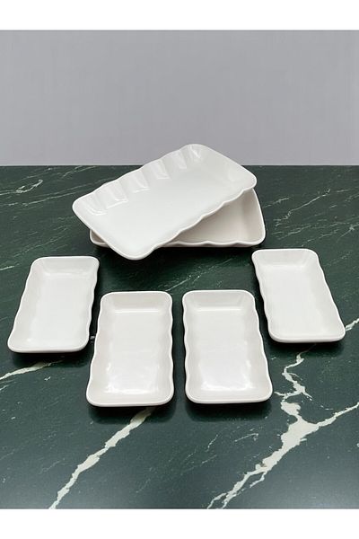 ALCE 6 Piece Ceramic Breakfast Presentation Serving Plate Drop Series