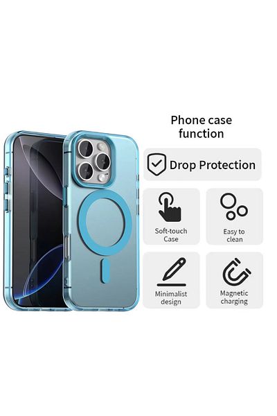 REDz Accessories Candy MagSafe Case for iPhone 15 Pro, Shockproof, Silicone, Blue