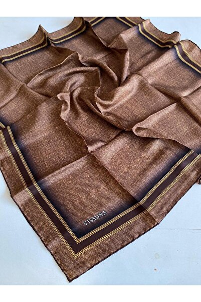 Vissona Μεταξωτό Φουλάρι Tivil 10476 - 0004 - 0007 Καφέ Μικτό Σχέδιο