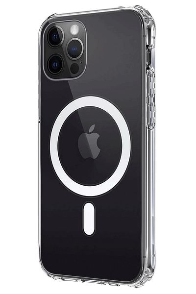 NewFace حافظة متوافقة مع هاتف iPhone 12 مصنوعة من السيليكون الشفاف المغناطيسي - شفاف GLSTD
