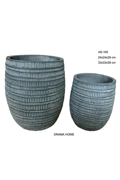 DRAMA HOME Plant and tree pot set made of a mixture of cement, natural stone, and fiber - elegant design and a natural touch in every corner