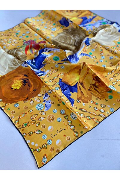 Pierre Cardin Μεταξωτό κασκόλ Sura 44327 Κίτρινο Μικτό σχέδιο