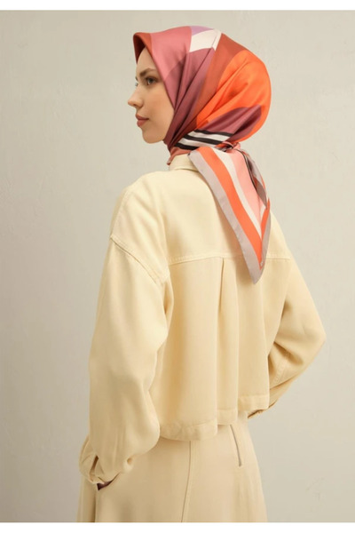 Armine Eșarfă de mătase Sura 9313-37 Model mixt portocaliu