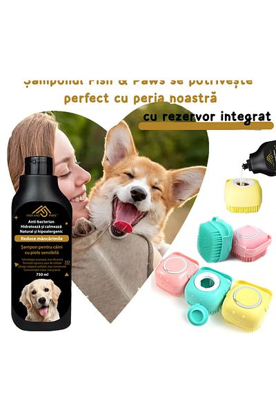 Fish & Paws Șampon câini piele sensibilă Fish & Paws®, antibacterian, natural, calmant, 750ml, Vitamina B5