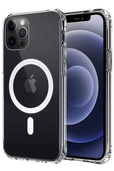 NewFace حافظة متوافقة مع هاتف iPhone 12 مصنوعة من السيليكون الشفاف المغناطيسي - شفاف GLSTD