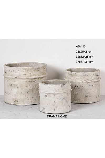 DRAMA HOME Planter Set - Rustic Brown Cylindrical Design