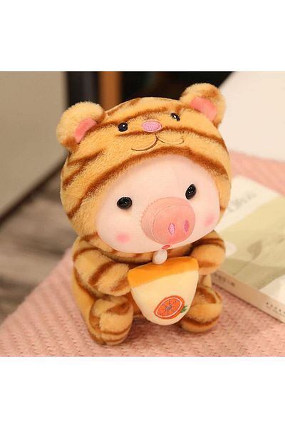 Malvys Malvys® Plush Toy, Tiger Pig, Orange/Pink, 25 cm