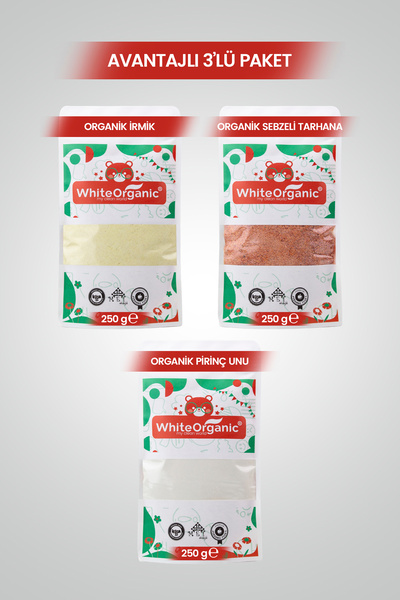 White Organic Organik Bebek Tarhanası Organik Irmik Organik Pirinç Unu Ek Gıd...