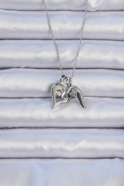 Skygo 316L Steel Chain Silver Color Zircon Stone Magnet Heart Necklace - Tj-Bko9082