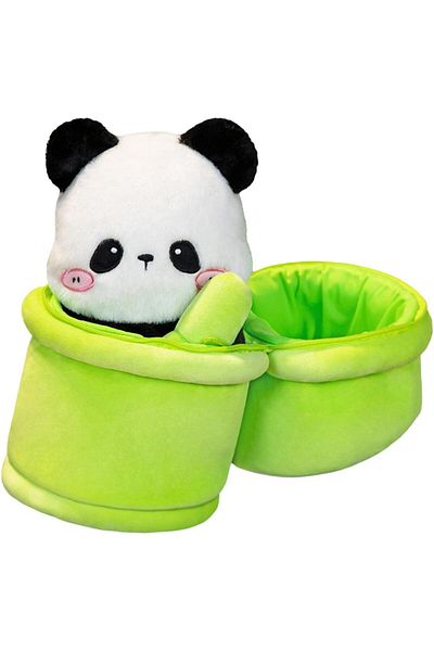 Malvys Malvys® Plush Toy, Panda with Bamboo, White/Black/Green, 35 cm