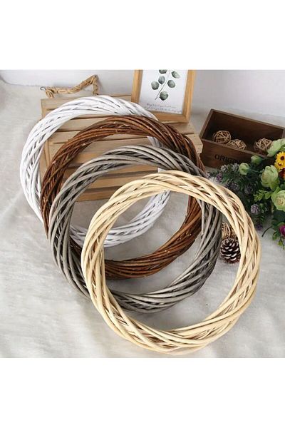 OZN AKSESUAR Bamboo Door Wreath, Door Ornament, Door Ornament Making, DIY Door Ornament Red 30cm