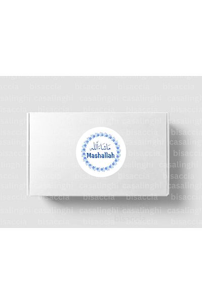 CASALINGHI Arabic Mashallah Tag Round Matte Sticker Baby Shower Celebration Mevlit 4 cm (90 Pieces)