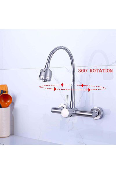 K Korman Kitchen Faucet Rotating Spout, SUS304 Stainless Steel, K Korman, Satin, CF014