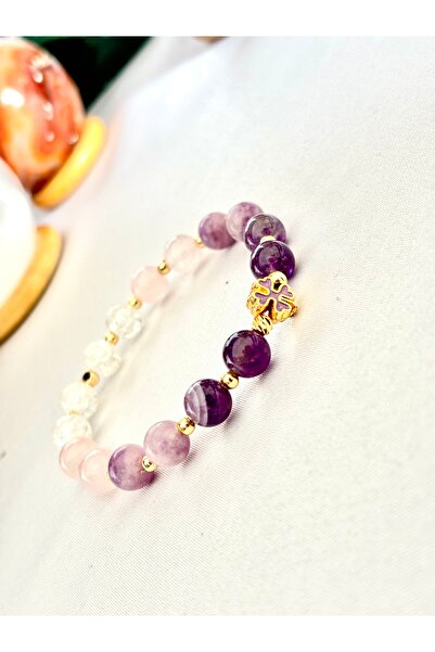 KIRMIZICOSMETİCS سوار الحجر الطبيعي مع الشهادة. الجمشت، الليبيدوليت، الكوارتز...