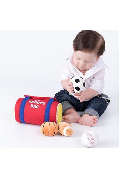 Malvys Plush Sports Toy Set Bag With 4 Soft Balls For Babies And Toddlers