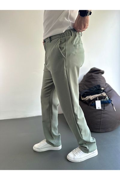 tiggirmoda Green Men's Comfortable Fit Baggy Elastic Waist Trousers