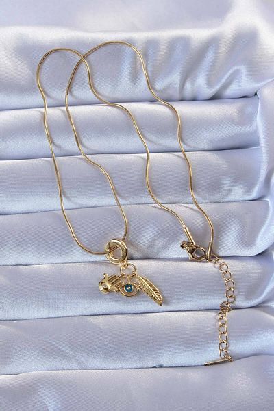 Skygo 316L Gold Color Zircon Stone Fatma Mother Hand Leaf Necklace - Tj-Bko9283