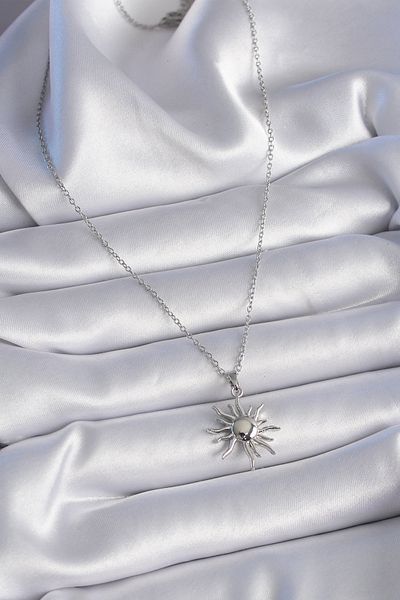 Skygo 316L Steel Silver Color Chain Sun Figure Women's Necklace - Tj-Bko9431