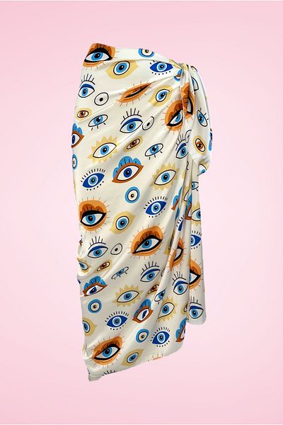 pistore Rochie de plajă pentru femei din satin lung cu model Blue Eye New Season