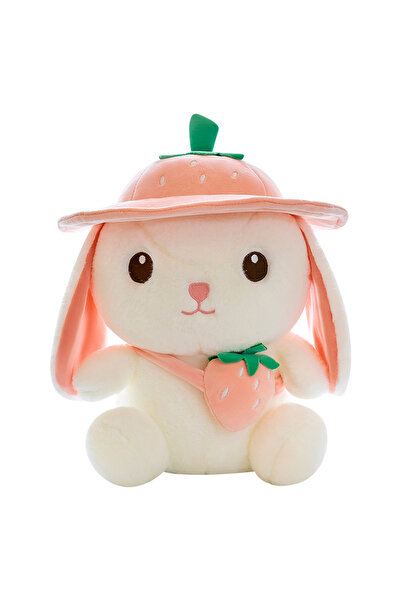 Malvys Jucarie de plus Malvys®, Iepurasul Aventurier Capsunica, Roz/Alb, 35 cm