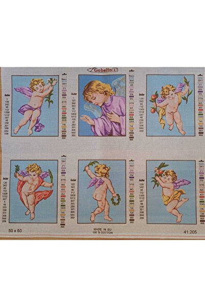 gobelin 50*60 cm Gobelin Baskılı ipsiz 6 ayrı melek goblen