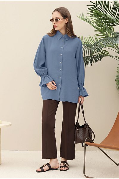 HEQA Modal Shirt with Sleeves Lavender Blue