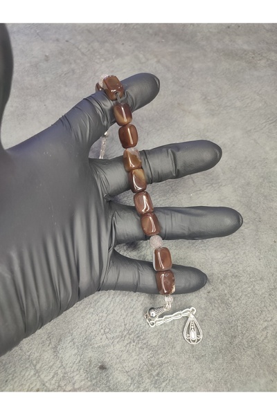 Mos Tespih Zaza Rectangular Natural Stone Agate Stone Rosary