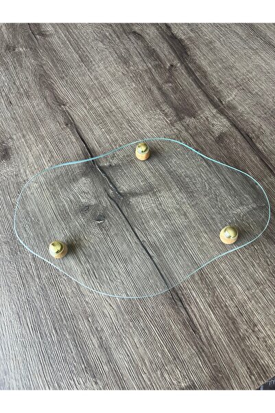 EZMK EV GEREÇLERİ Dekoratif Ahşap Top Ayaklı Bulut Cam Sunumluk / Organizer ( 33x22 cm)