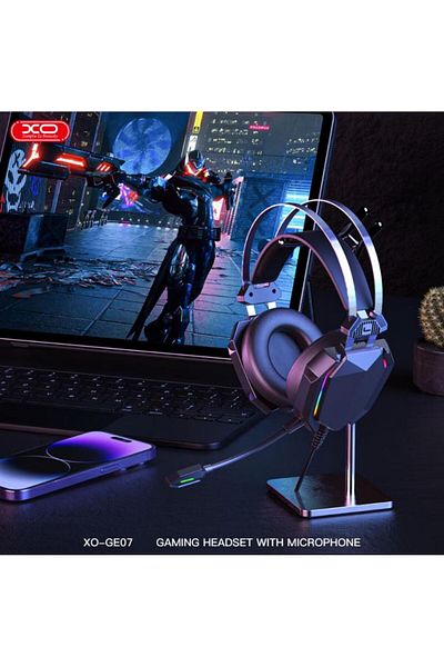 REDz Accessories Xo-ge07 Gaming Headset, Rgb Lights, Usb And Aux Cable, 2.2m Length, Microphone, Black