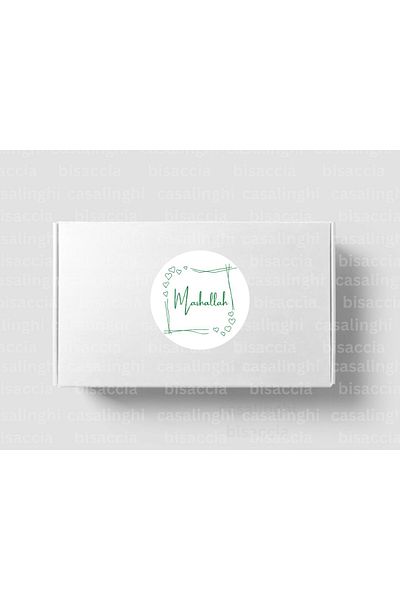 CASALINGHI Green Colored Mashallah Tag Round Matte Sticker Baby Shower Celebration Mevlit 4 cm (90 Pieces)