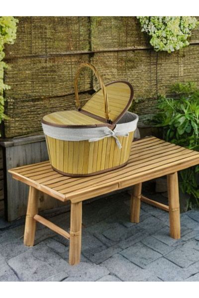 ZADA HOME Bamboo Picnic Basket Oval Single Size. 19 X 28 X 40 cm Quality Product.