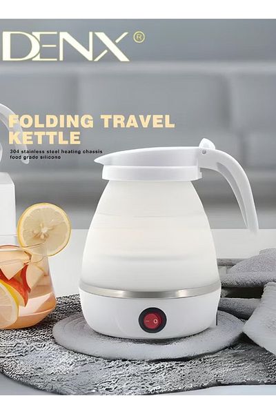 Denx Portable Foldable Travel Electric Kettle, Food Grade Silicone with Detachable Power Cord DX1768