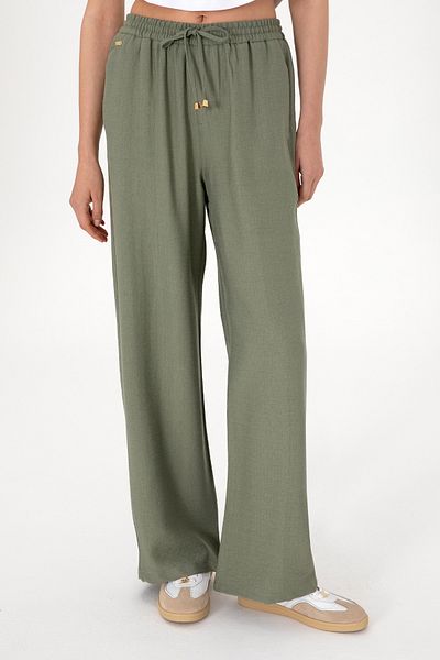 U.S. Polo Assn. Women's Dark Khaki Loose Relax Fit Canvas Trousers 50309088 -Vr111