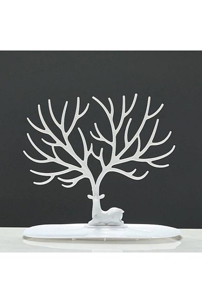 Pisicik White Color Deer Design Jewelry Stand Ring Necklace Jewellery Hanger Organizer