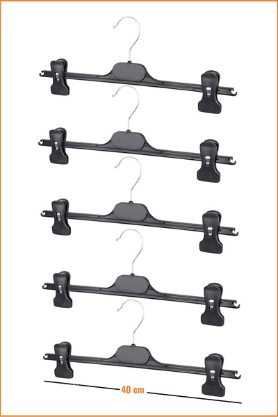 EZMK EV GEREÇLERİ Pantolon Etek Askısı, Şort Askısı, Siyah Renk, 40 cm, 10 Adet