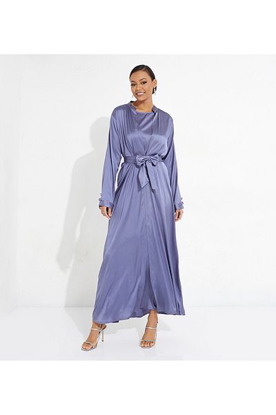 Rosette Abaya Bright Gray Abaya